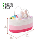 Baby Diaper Caddy Organizer, Extra Large Cotton Rope Nursery Diaper Basket - Image 2