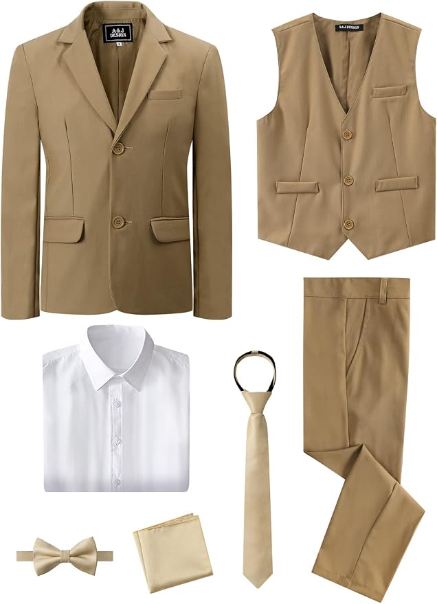 A&J DESIGN Boys 7-Piece Formal Suit Ring Bearer Outfit - Image 3