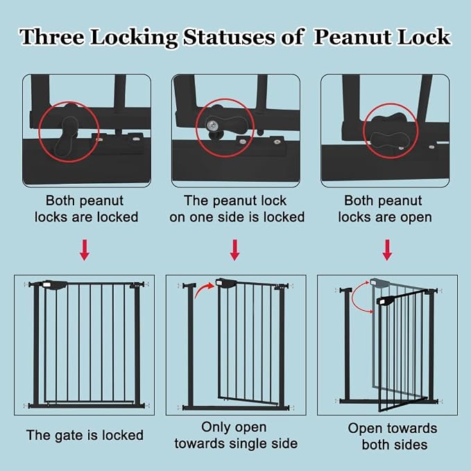 WAOWAO Triple Lock Baby Gate Extra Wide 72.04-76.77" Pressure Mounted Walk - Image 4