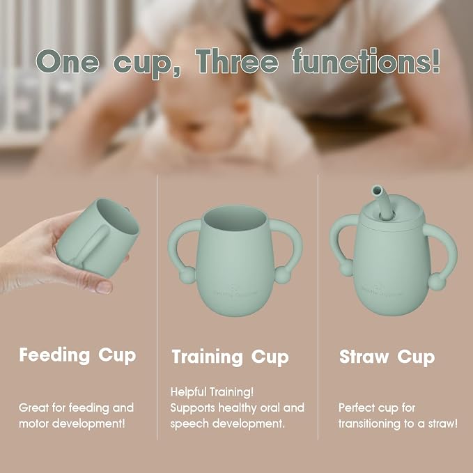 Cuddle Campus 100% Silicone Baby Training Cup, Shatterproof Toddler Sippy Cups - Image 2