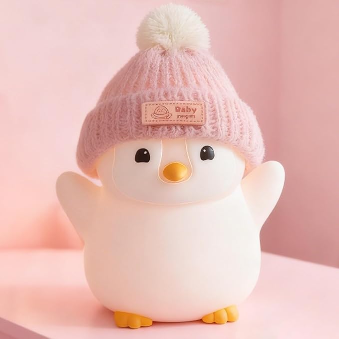 Penguin Night Light, Cute Pink Penguin Lamp by FAMIDUO-BrightenYourLife