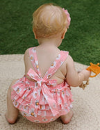 Baby Girl's Floral Print Ruffles Romper Summer Clothes - Image 3