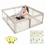 Mloong Baby Playpen with Mat, 59x71 in Extra Large Playpen by mloong