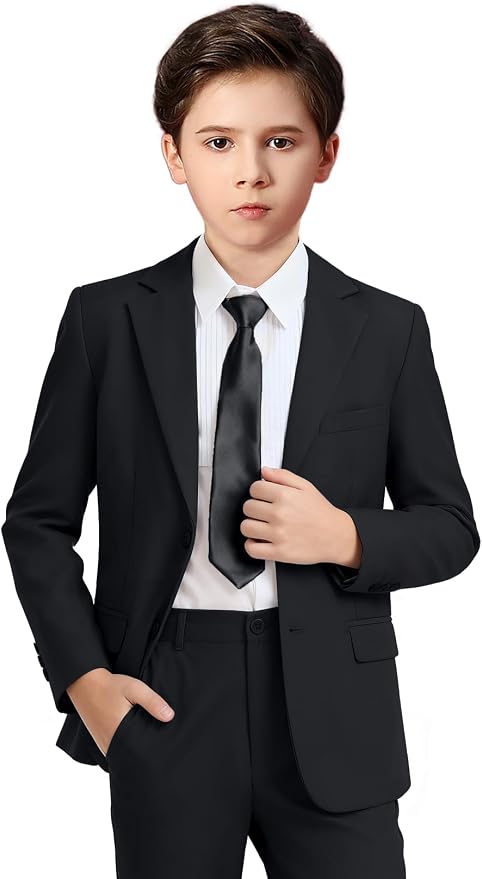 Boys Formal Suit Set 4 Pieces Kids Tuxedo Ring Bearer Outfit by Boihedy