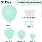 90pack Mint Green Balloons Different Size 18/12/10/5 Inch Pastel Green Balloon - Image 2