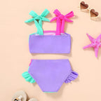 YOUNGER TREE Toddler Girls Two Pieces Swimsuit Color Block Stripe Swimwear - Image 3