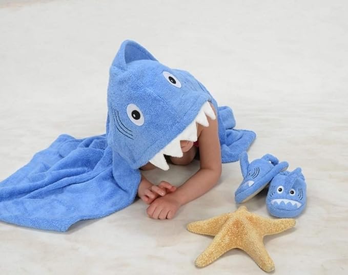 Hooded Baby Towel for Kids 2-8 | Large 100% Cotton Baby Shark Towel for Boys or - Image 5