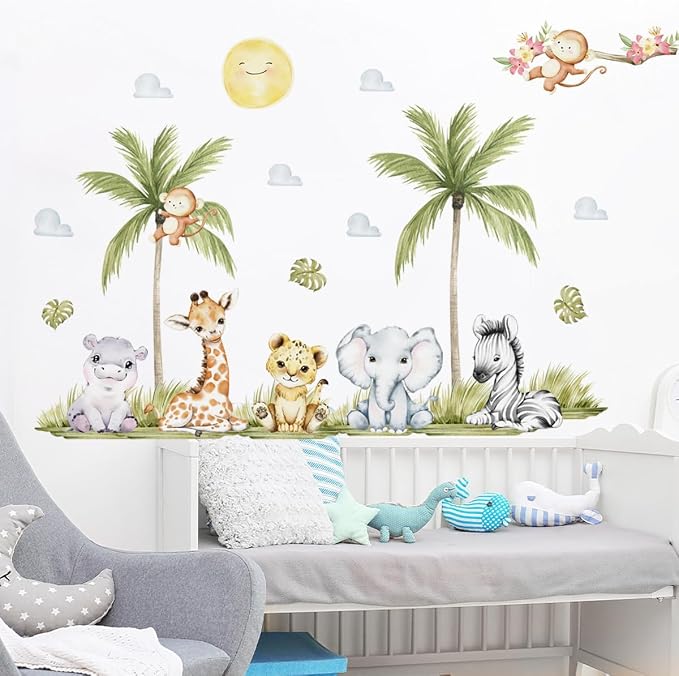 56.29 x 44.88 Inch Watercolor Animal Wall Decals by clothmile