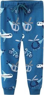LOKTARC 2 Pack Boys Drawstring Sweatpants Cute Pattern Cotton Sport Jogger Pants - Image 2