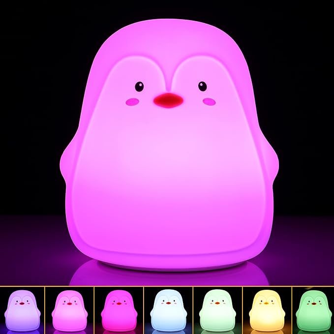 Tremdwoto Night Light for Kids, Penguin Silicone Nightlight Lamp, 7 Color by Tremdwoto