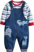 Baby Boy Clothes Set Infant Boy's Long Sleeve Romper+Dinosaur Denim Overalls by Unknown