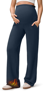 G4Free EverGoing Fleece Lined Maternity Wide Leg Pants Over The Belly Pregnancy by G4Free