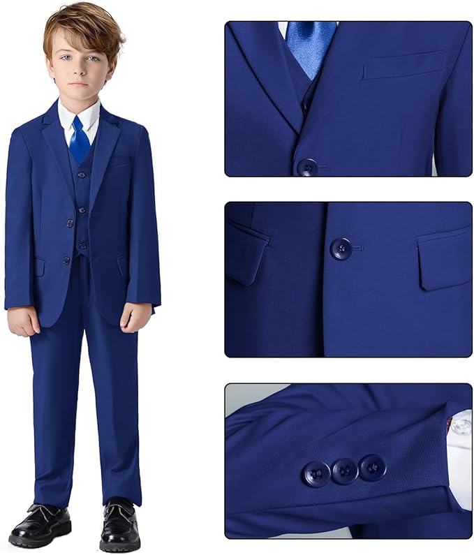 Boys Suit for Kids Teens Formal 5 Piece Tuxedo Suit Set - Image 3