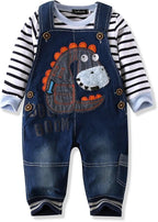 Cute Baby Boy Clothes Suit Toddler Boys' Striped long Sleeve T-Shirt+Denim by Unknown