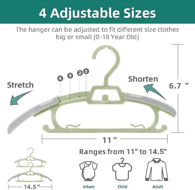 24 Pack Adjustable Baby Clothes Hangers - Image 2