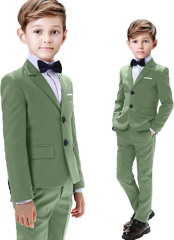 Boys Suits 5 Pieces Slim Fit Blazer Pants Black Blue Outfit Suit - Image 3
