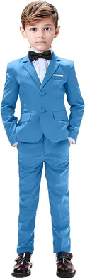Boys Suits 5 Pieces Slim Fit Blazer Pants Black Blue Outfit Suit by Sailiiny