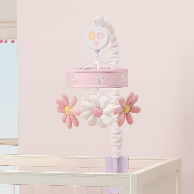 Lambs & Ivy Daisy Dreams Pink/White Musical Baby Crib Mobile Soother Toy - Image 5