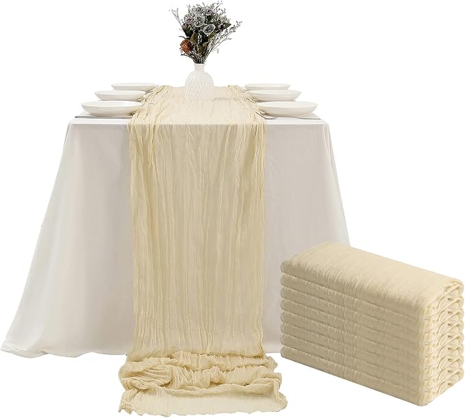 DOLOPL 8PCS Cream Cheesecloth Table Runner Bulk 13.3ft Boho Gauze Cheese Cloth by DOLOPLOfficial