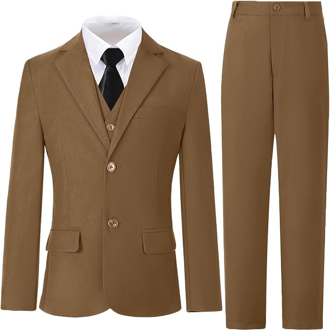 Boys Suit for Kids Teens Formal 5 Piece Tuxedo Suit Set by Lycody
