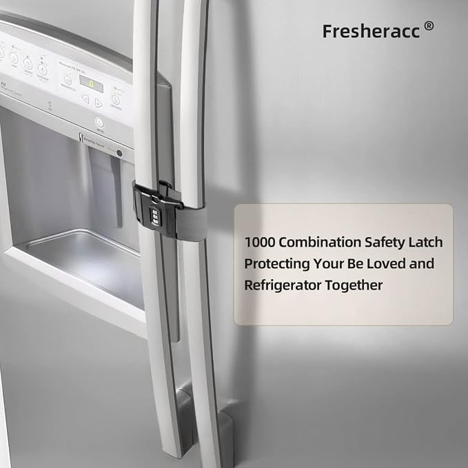 Fridge Freezer Refrigerator Cabinet Lock Latch, Adjustable French Door Guard - Image 3