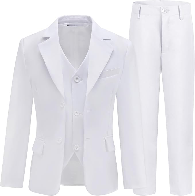 Boys' 3 Piece Suit Set with Suit Jacket, Formal Tuxedos Slim Fit Ring Bearer by Hipfun