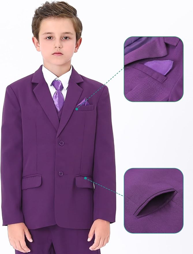 A&J DESIGN Boys 7-Piece Formal Suit Ring Bearer Outfit - Image 4