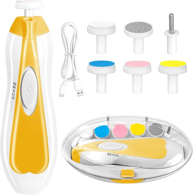 Baby Nail Trimmer Electric, 6 in 1 Rechargeable Baby Nail Clippers Manicure Set by Qunlionslife