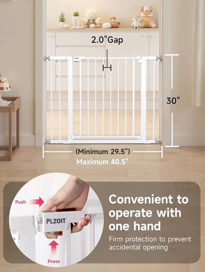 29.5-40.5" Baby Gate for Stairs, Dog Gate for Doorways, Walk Thru Auto Close - Image 4