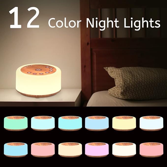 ColourNoise Sound Machine White Noise Machine 12 Colors Night Lights Brown - Image 3