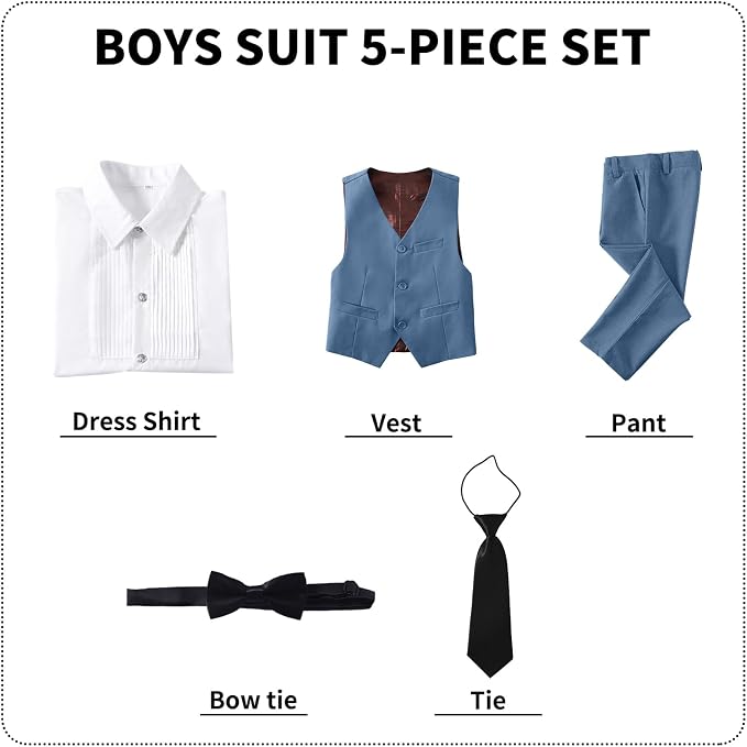 Boys' Suits Formal Slim Fit Tuxedo Boys Vest and Pants Set - Image 5