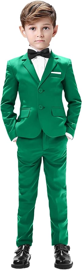 Boys Suits 5 Pieces Slim Fit Blazer Pants Black Blue Outfit Suit by Sailiiny