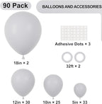 90pack Gray Balloons Different Size 18/12/10/5 Inch Pastel Grey Balloon Garland - Image 2