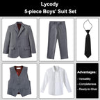 Boys Suit for Kids Teens Formal 5 Piece Tuxedo Suit Set - Image 2