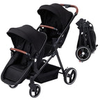 Tandem Double Stroller Newborn and Toddler, Foldable Twin Stroller by Unknown