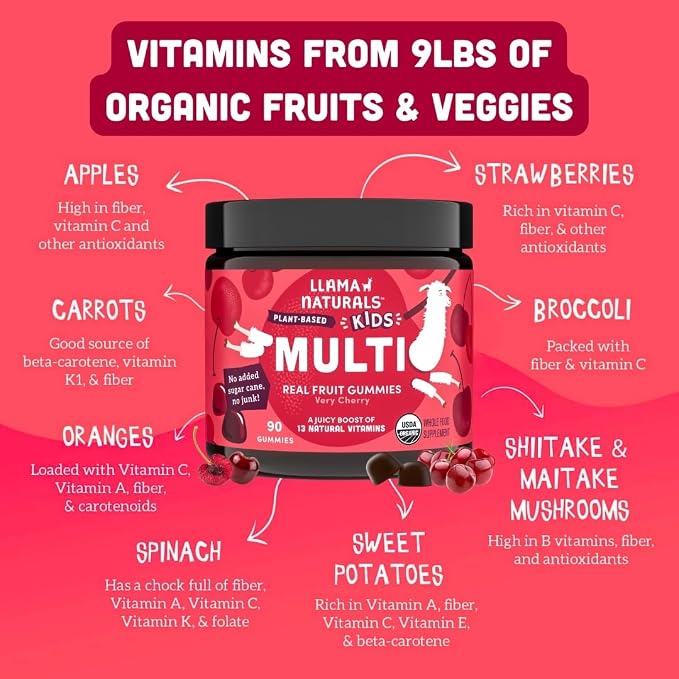 Llama Naturals Kids Multivitamin Gummies, Organic - Image 3