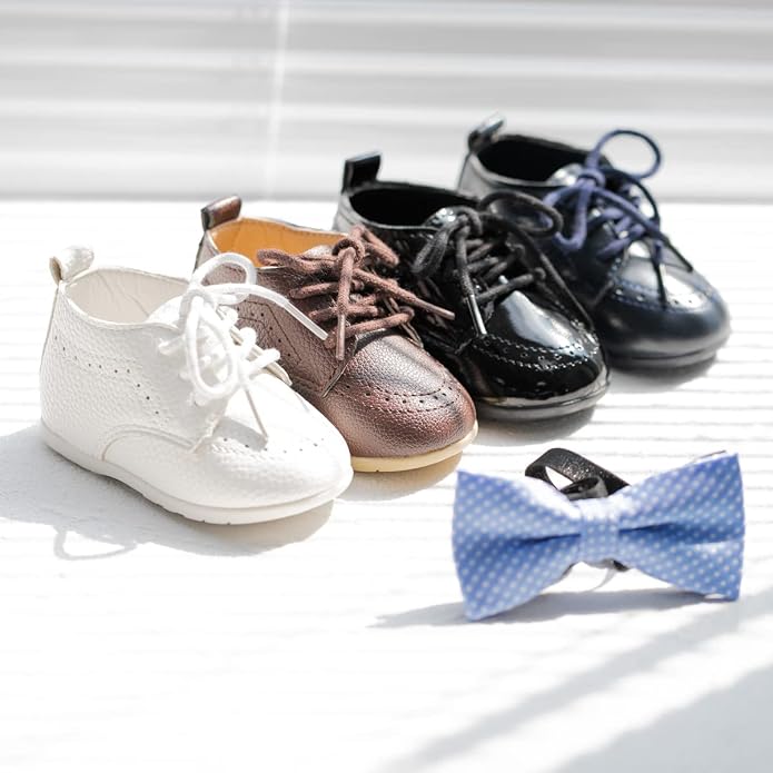 ohsofy Infant Baby Boy Oxford Shoes PU Leather Loafers Rubber and Soft Sole - Image 2