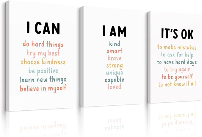 Kids Affirmation Wall Art Positive Canvas Wall Decor Inspirational Quotes Wall by Unknown