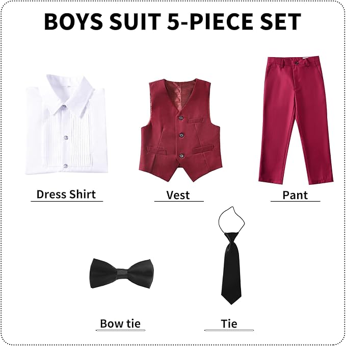 Boys' Suits Formal Slim Fit Tuxedo Boys Vest and Pants Set - Image 5