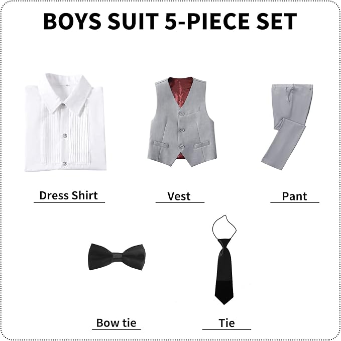 Boys' Suits Formal Slim Fit Tuxedo Boys Vest and Pants Set - Image 5