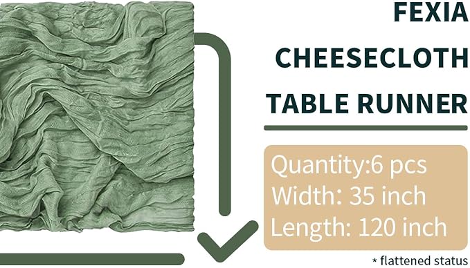 FEXIA 6 Pack Sage Green Table Runner 35x120 Inches - Image 2