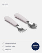 Lalo Utensils - Toddler Fork and Spoon Set - Stainless Steel and Silicone - Image 3