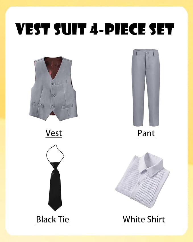 Boys’ Formal Suit 5 Piece Set, Toddler Tuxedos - Image 3