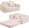 Extra Wider Seating Toddler Couch, 2-in-1 Toddler Soft Couch Fold Out by MOMCAYWEX