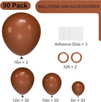 90pack Brown Balloons Different Size 18/12/10/5 Inch Brown Balloon Garland Arch - Image 2