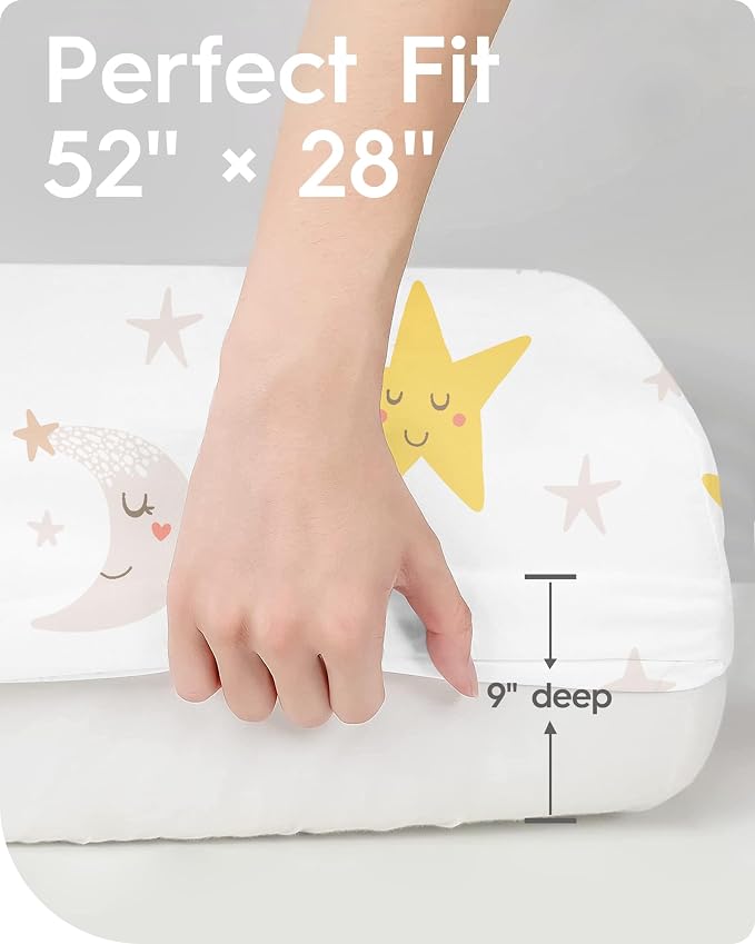 Space Crib Fitted Sheet, Super Stretchy Jersey Star Crib Sheets, Buttery Soft - Image 4