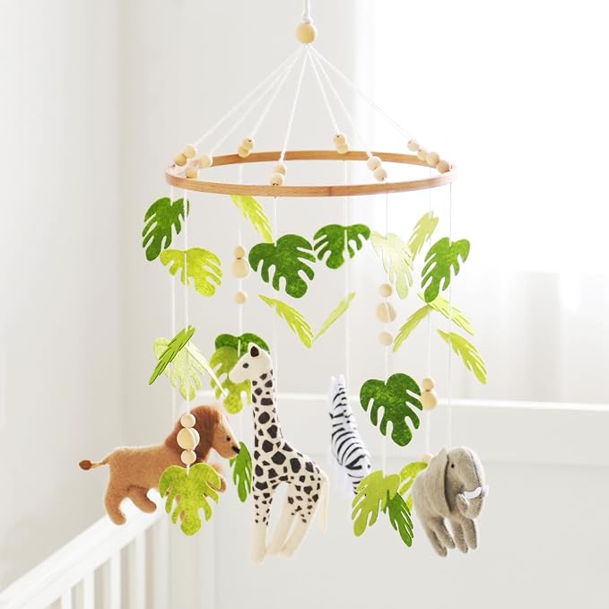 let's make Baby Mobile for Crib Safari Nursery Mobile Handmade Jungle Baby by letsmake