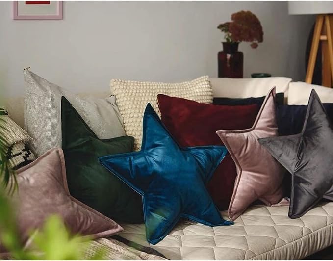 JIKAL Star Moon Shaped Pillow Soft Velvet Nursery Stuffed Throw Pillows - Image 4