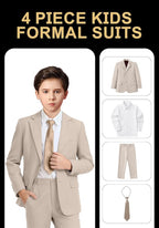 Boys Formal Suit Set 4 Pieces Kids Tuxedo Ring Bearer Outfit - Image 2