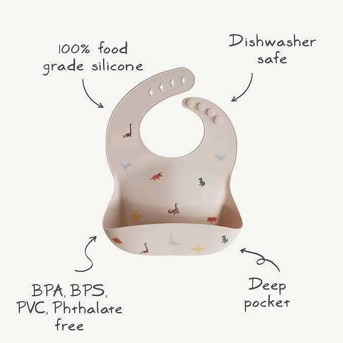 mushie Silicone Baby Bib | Adjustable Fit Waterproof Bibs - Image 10
